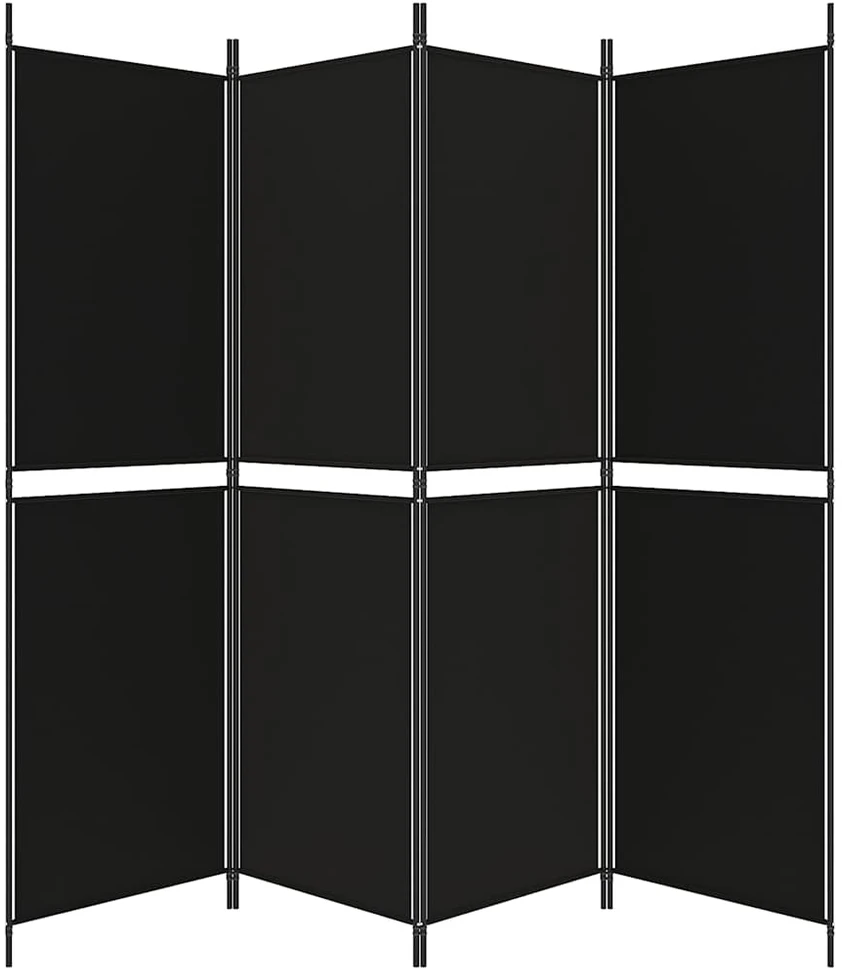 Kambario pertvara, 4 dalių, juodos spalvos, 200x180cm, audinys