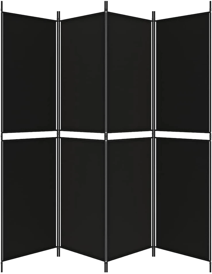 Kambario pertvara, 4 dalių, juodos spalvos, 200x200cm, audinys