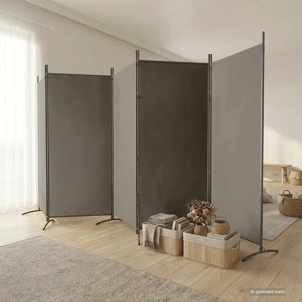 Kambario pertvara, 5 dalių, antracito, 433x180cm, audinys