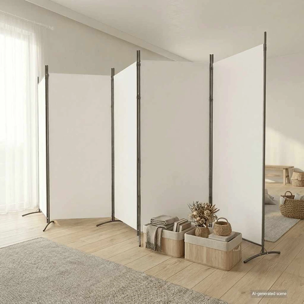 Kambario pertvara, 5 dalių, baltos spalvos, 433x180cm, audinys