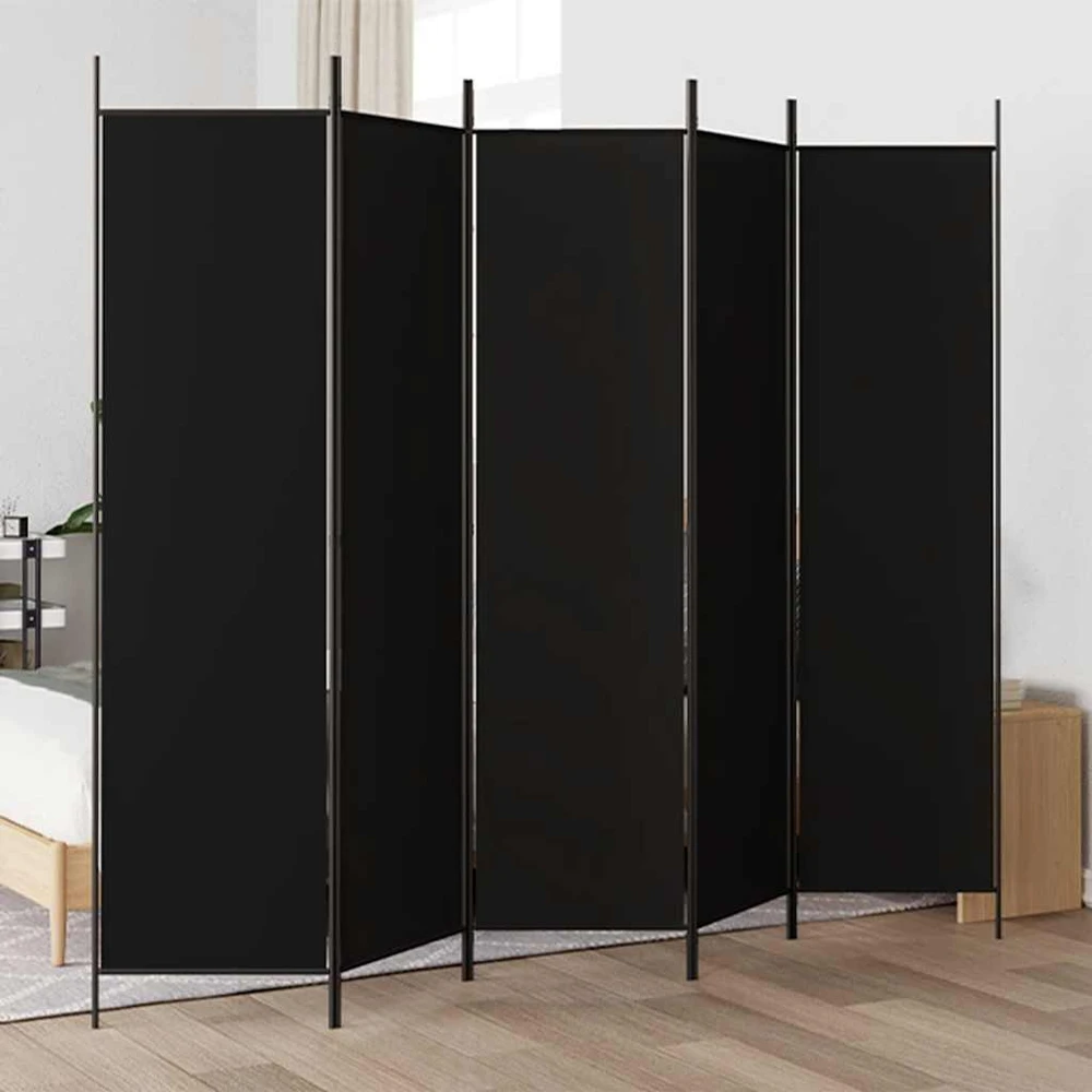 Kambario pertvara, 5 dalių, juodos spalvos, 250x200cm, audinys