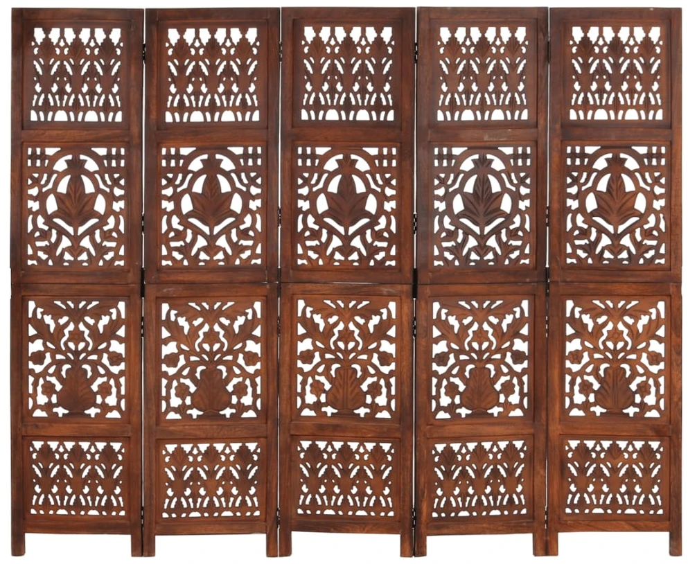 Kambario pertvara, 5 dalių, ruda, 200x165cm, mango masyvas