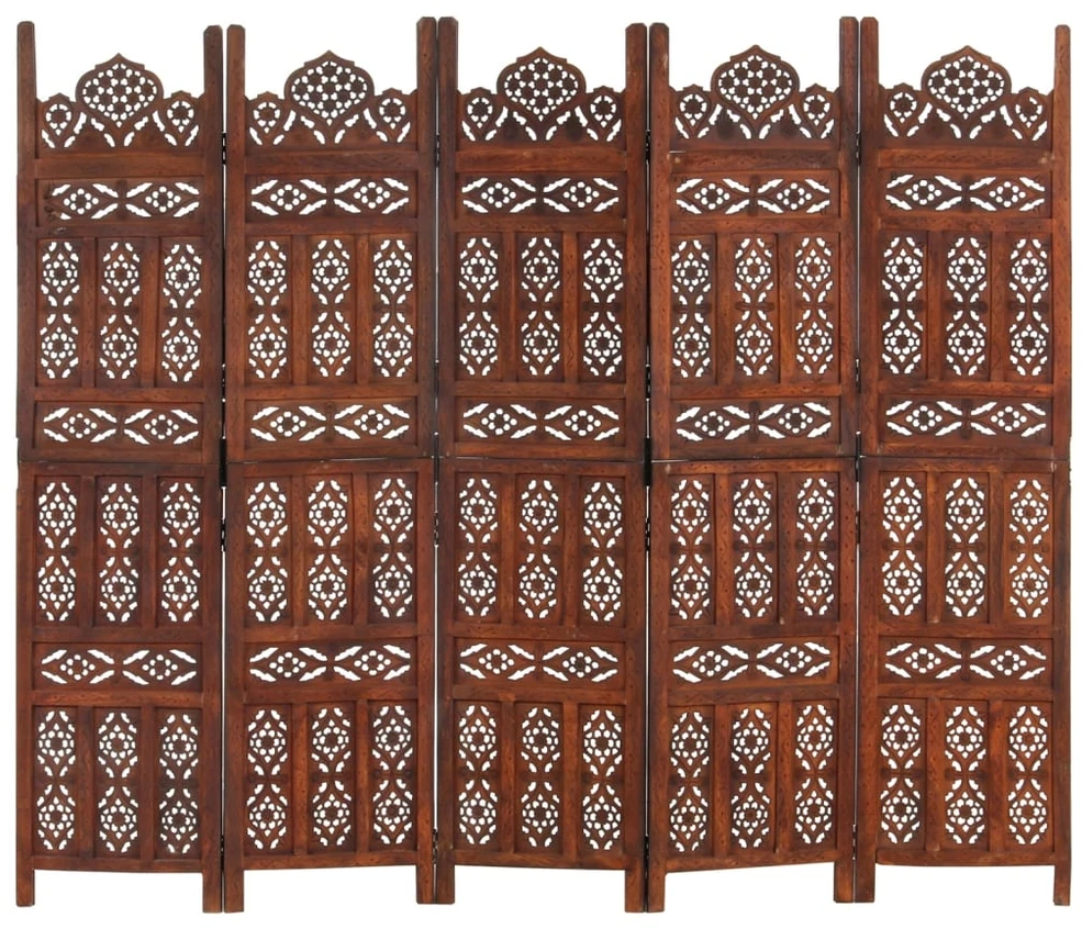 Kambario pertvara, 5 dalių, ruda, 200x165cm, mango masyvas
