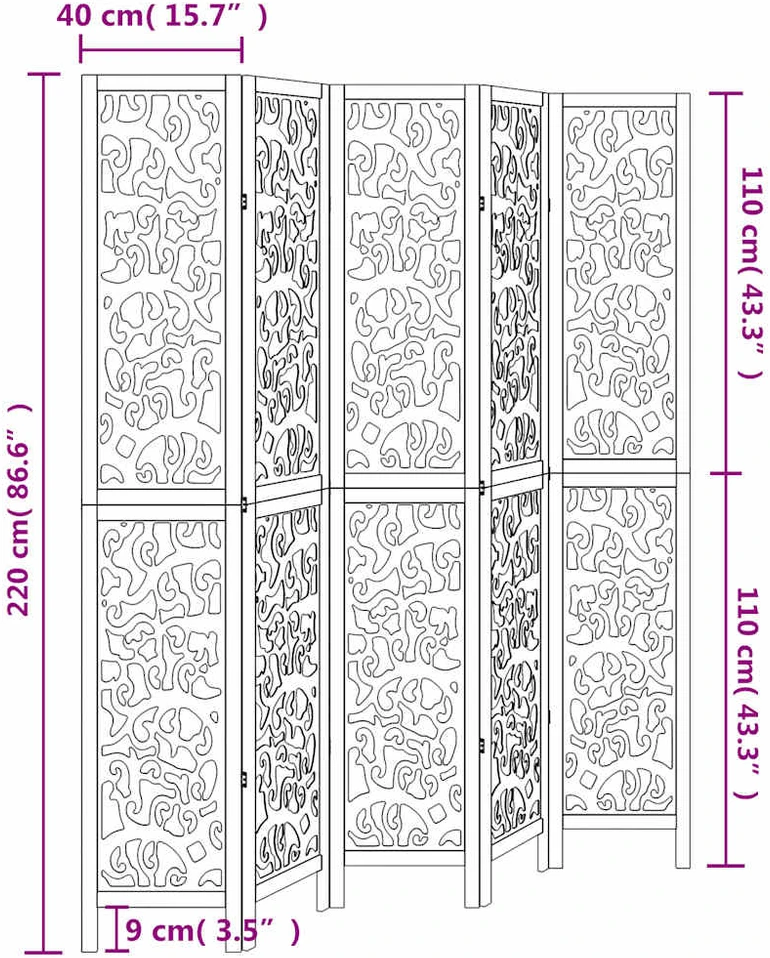 Kambario pertvara, 5 segmentai, balta, paulovnijos masyvas
