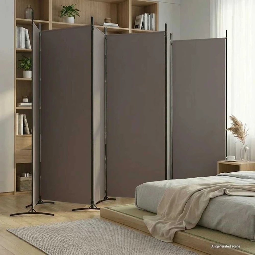 Kambario pertvara, 6 dalių, antracito, 520x180cm, audinys