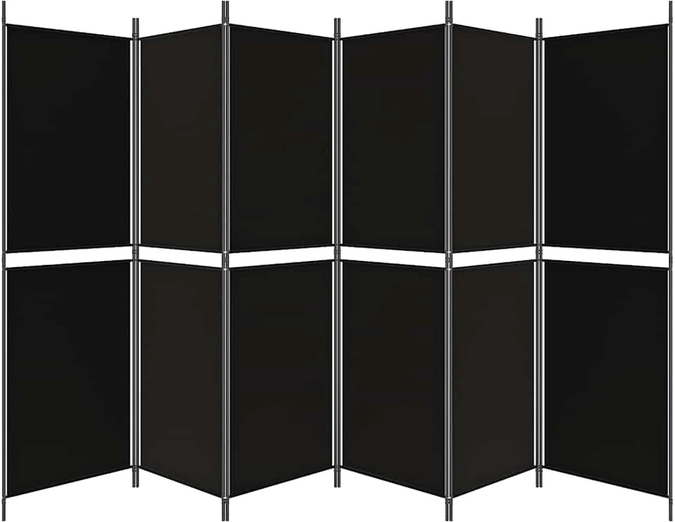 Kambario pertvara, 6 dalių, juodos spalvos, 300x180cm, audinys