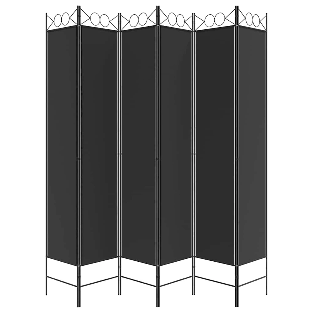 Kambario pertvara, 6 dalių, juodos spalvos, 240x220cm, audinys