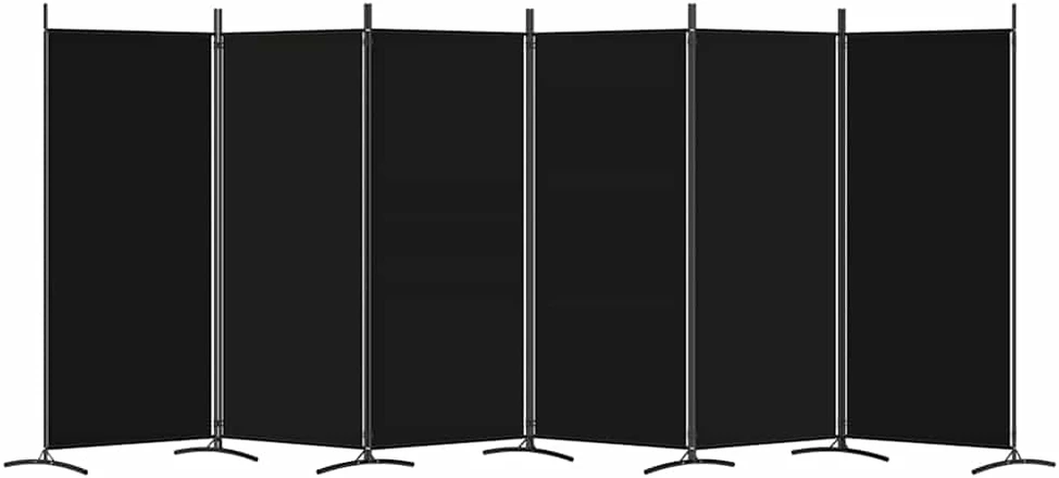 Kambario pertvara, 6 dalių, juodos spalvos, 520x180cm, audinys
