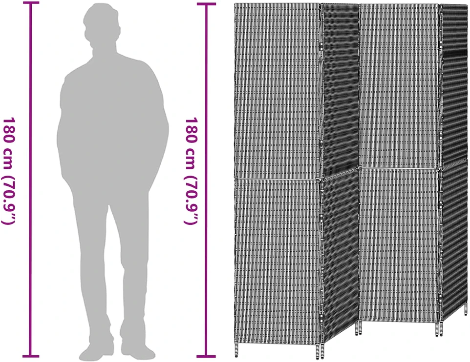 Kambario pertvara Pilka 195 x 180 cm poliratanas