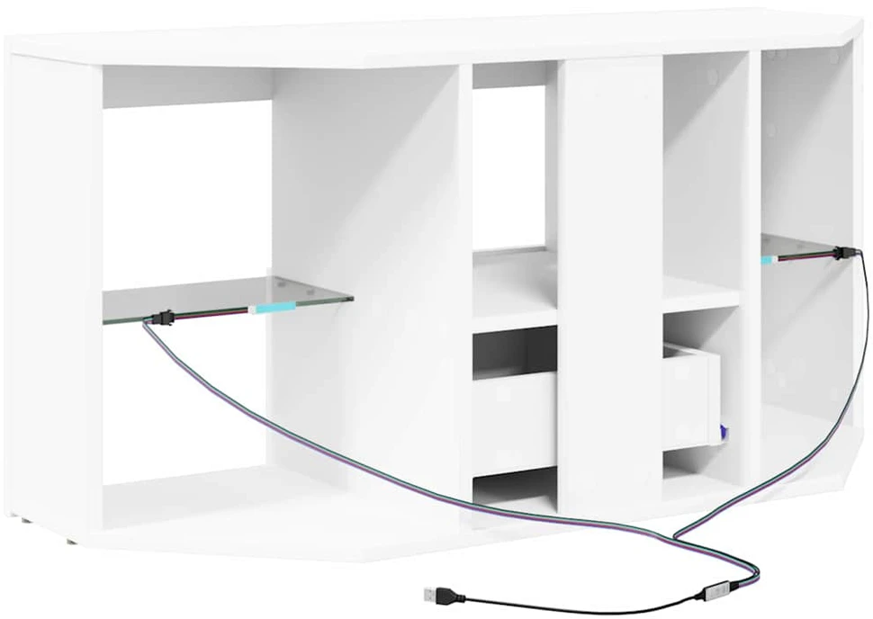 TV staliukas Kampinė LED televizoriaus spinta 100 x 40 x 50 cm Balta