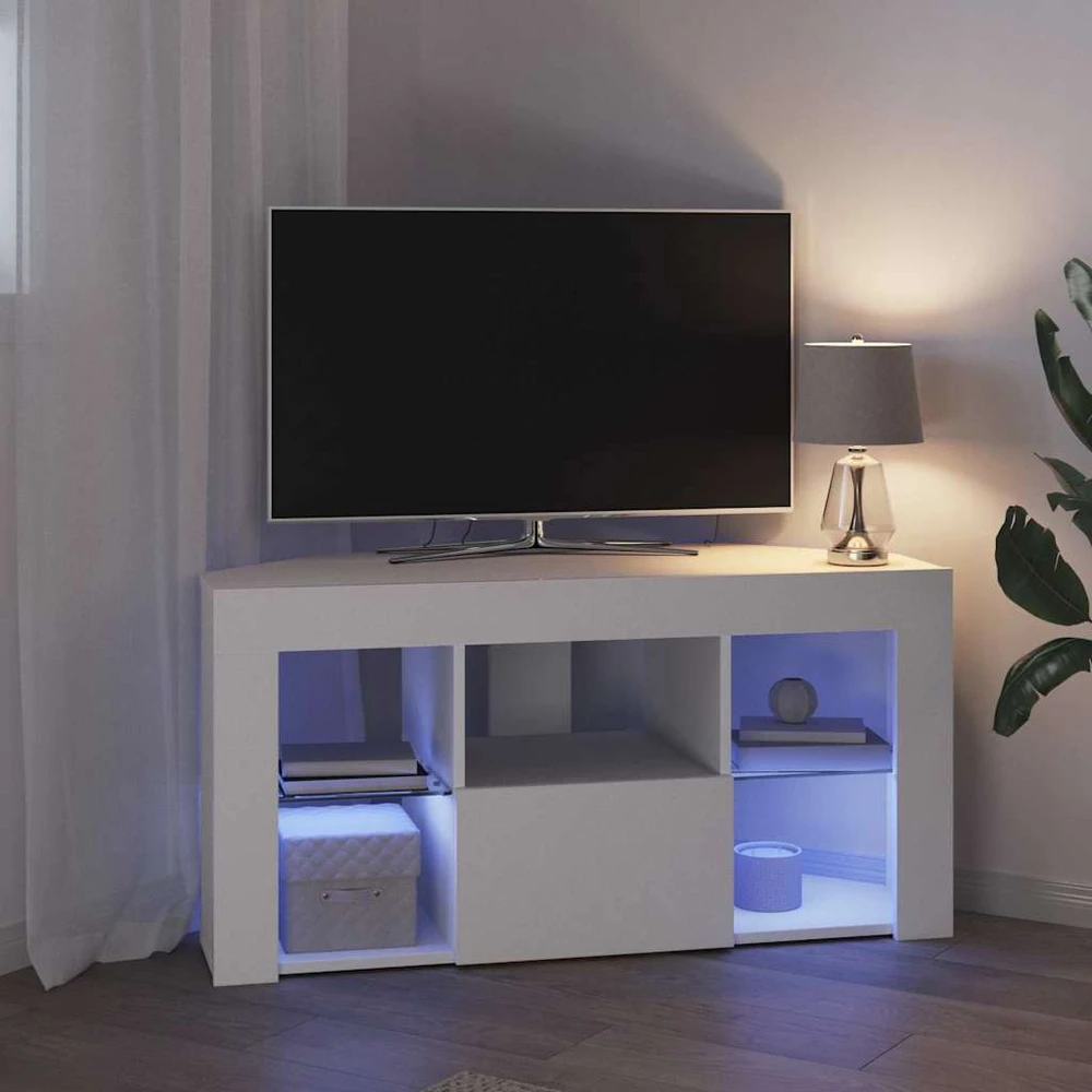 TV staliukas Kampinė LED televizoriaus spinta 100 x 40 x 50 cm Balta