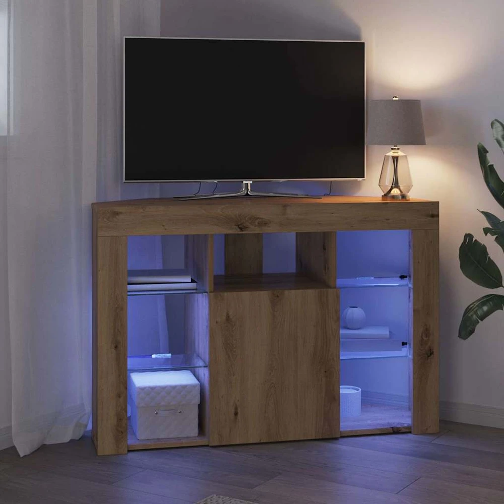 TV staliukas Kampinė LED televizoriaus spinta 100x40x68cm Amatininkų ąžuolas