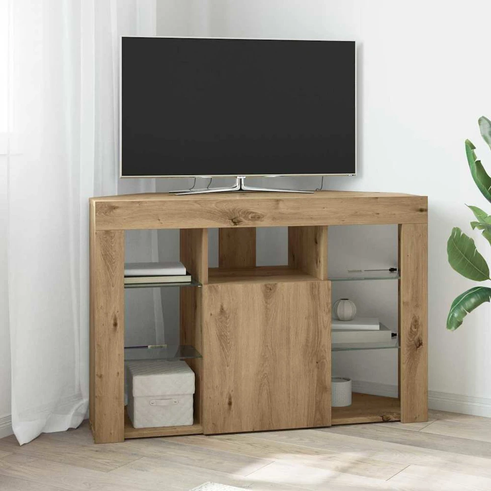TV staliukas Kampinė LED televizoriaus spinta 100x40x68cm Amatininkų ąžuolas