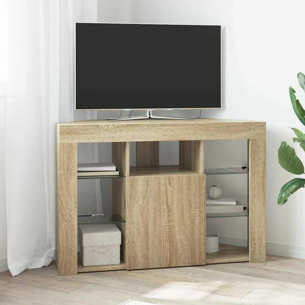 TV staliukas Kampinė LED televizoriaus spinta 100x40x68cm Sonoma ąžuolas
