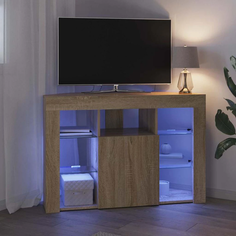 TV staliukas Kampinė LED televizoriaus spinta 100x40x68cm Sonoma ąžuolas