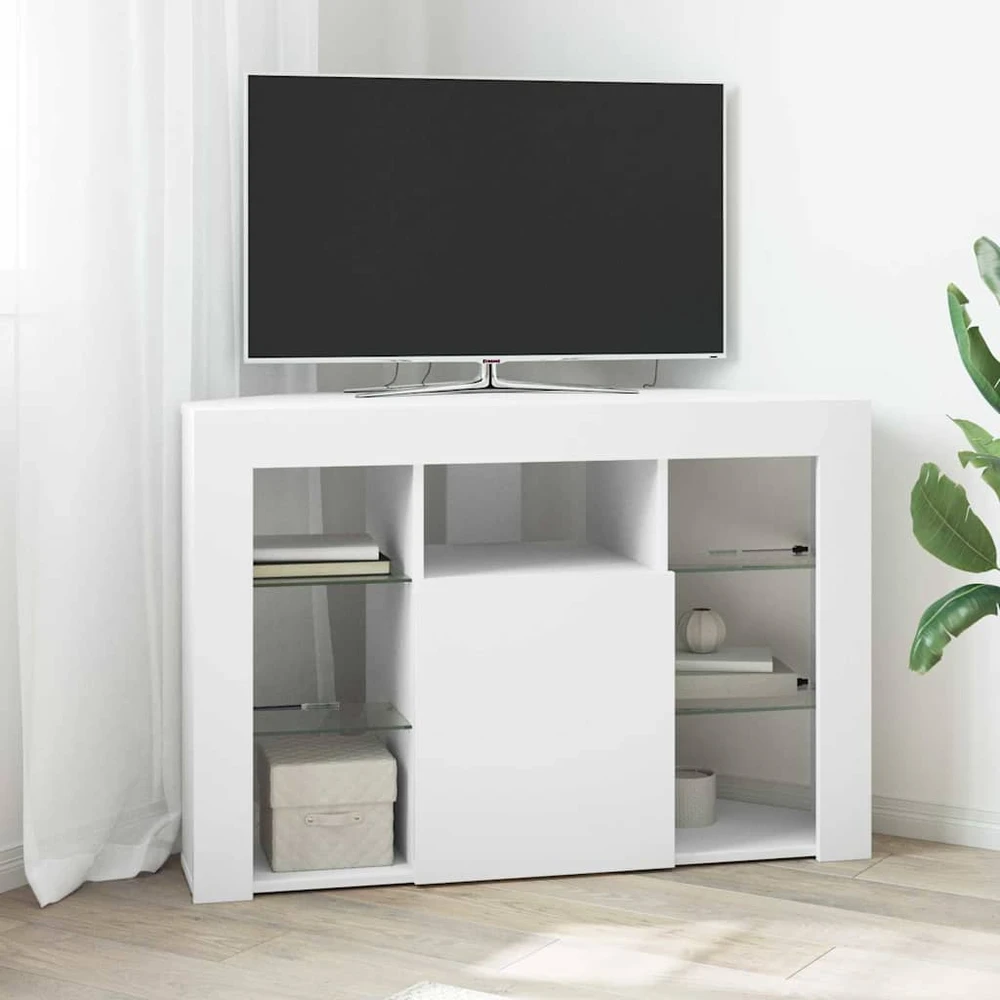 TV staliukas Kampinė LED televizoriaus spinta 100x40x68cm Balta