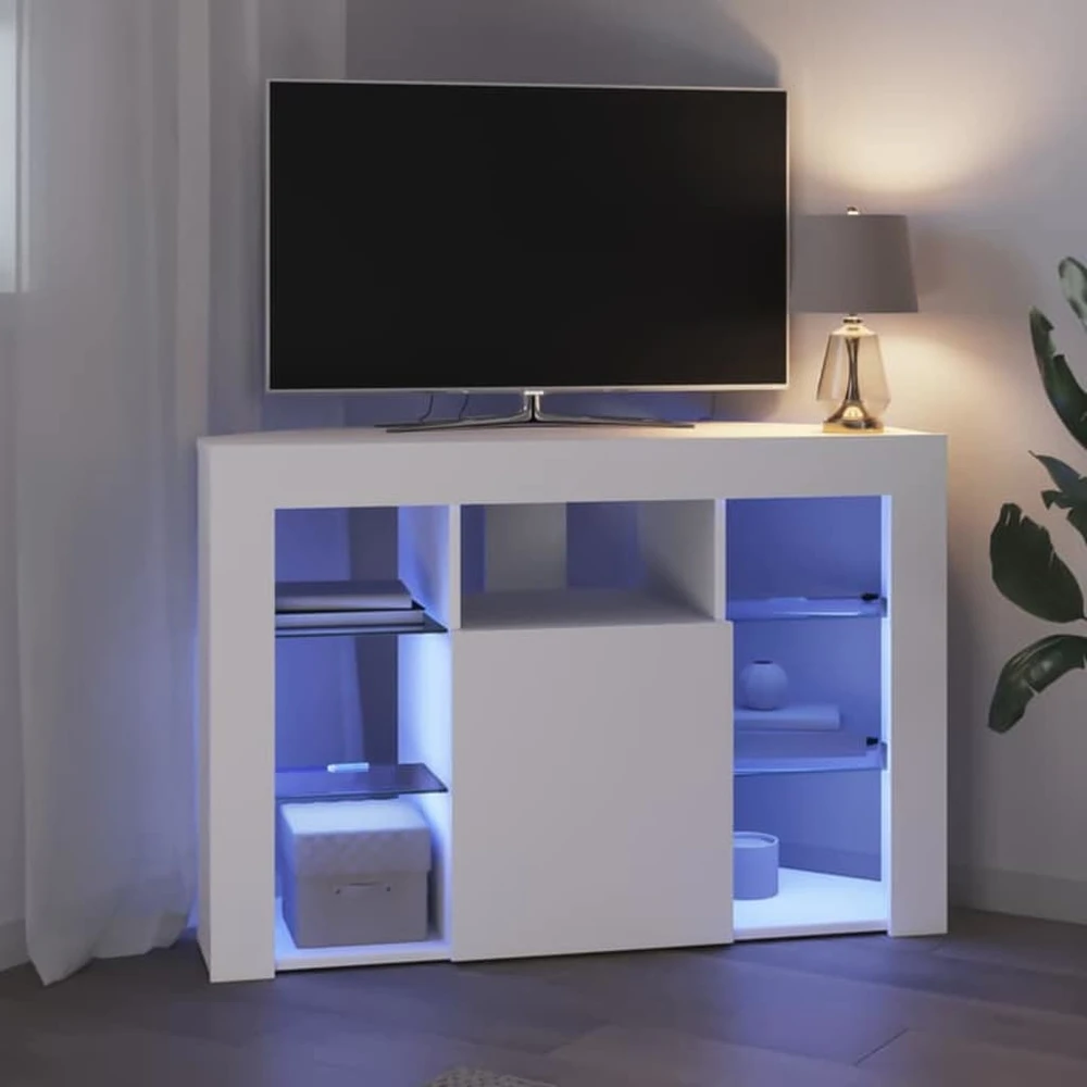 TV staliukas Kampinė LED televizoriaus spinta 100x40x68cm Balta