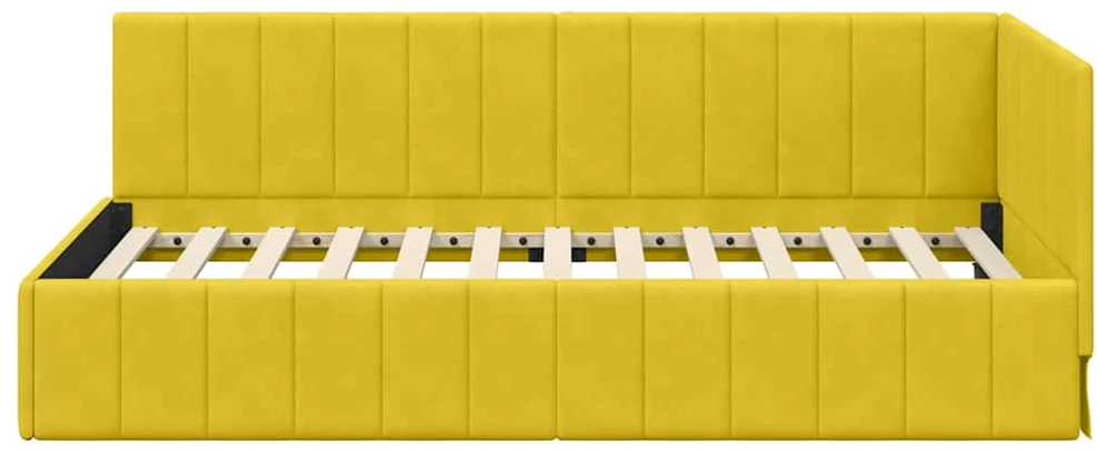Lova Kampinė lovos konstrukcija Geltona 100 cm x 200 cm Aksomas