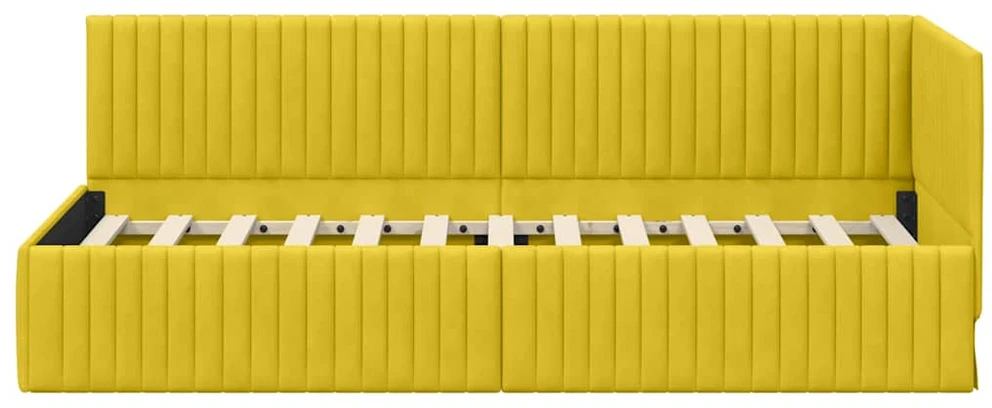 Lova Kampinė lovos konstrukcija Geltona 80 cm x 200 cm Aksomas
