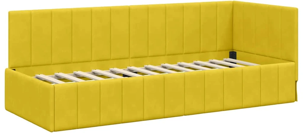 Lova Kampinė lovos konstrukcija Geltona 80 cm x 200 cm Aksomas