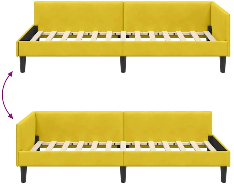 Lova Kampinė lovos konstrukcija Geltona 80 cm x 200 cm Aksomas