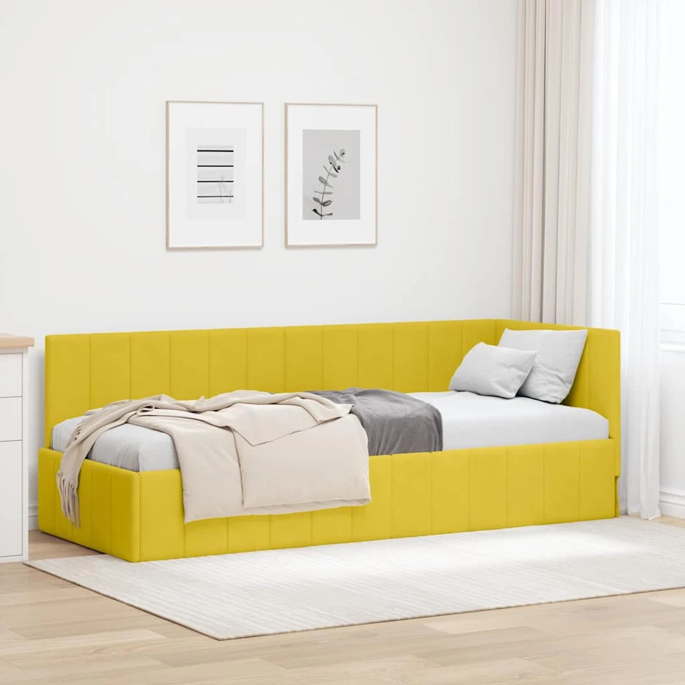 Lova Kampinė lovos konstrukcija Geltona 80 cm x 200 cm Aksomas