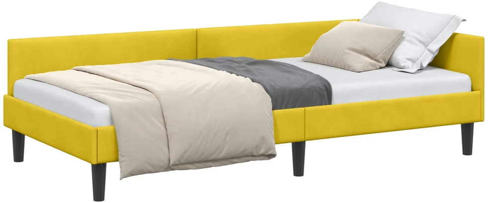 Lova Kampinė lovos konstrukcija Geltona 80 cm x 200 cm Aksomas
