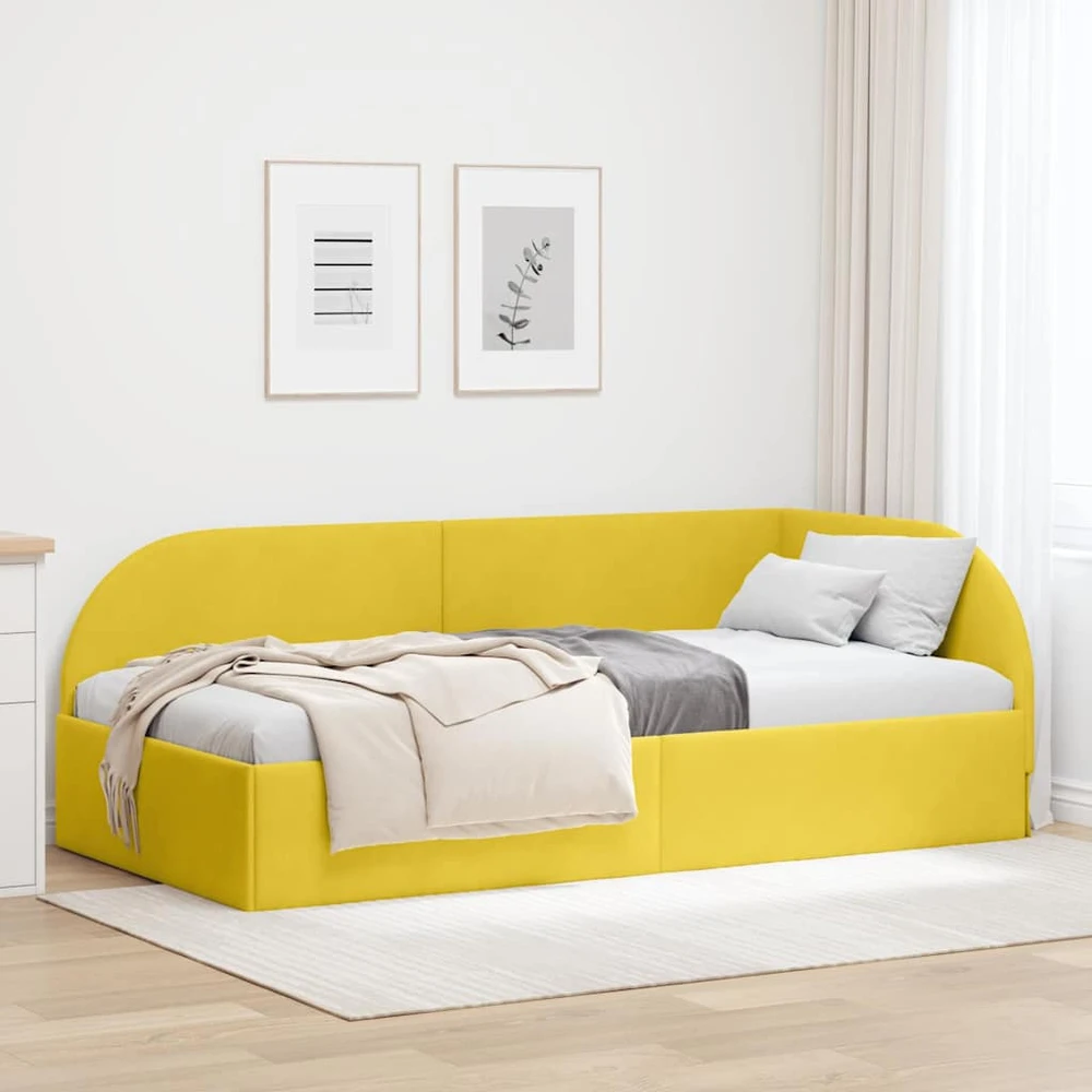 Lova Kampinė lovos konstrukcija Geltona 80 cm x 200 cm Aksomas