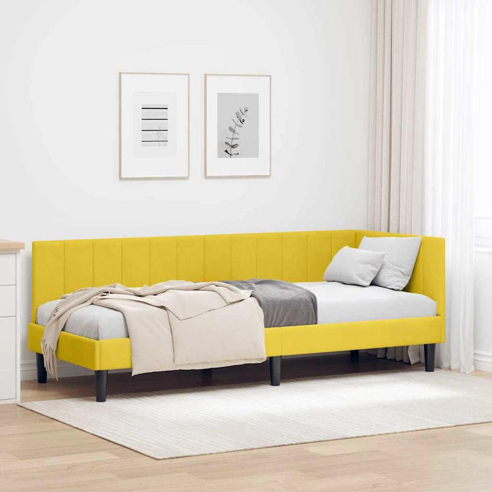 Lova Kampinė lovos konstrukcija Geltona 80 cm x 200 cm Aksomas