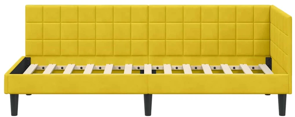 Lova Kampinė lovos konstrukcija Geltona 80 cm x 200 cm Aksomas