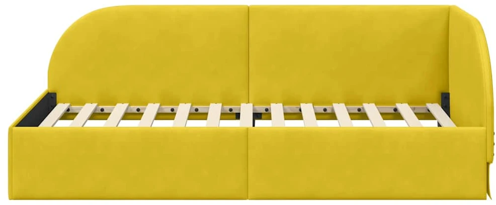 Lova Kampinė lovos konstrukcija Geltona 80 cm x 200 cm Aksomas