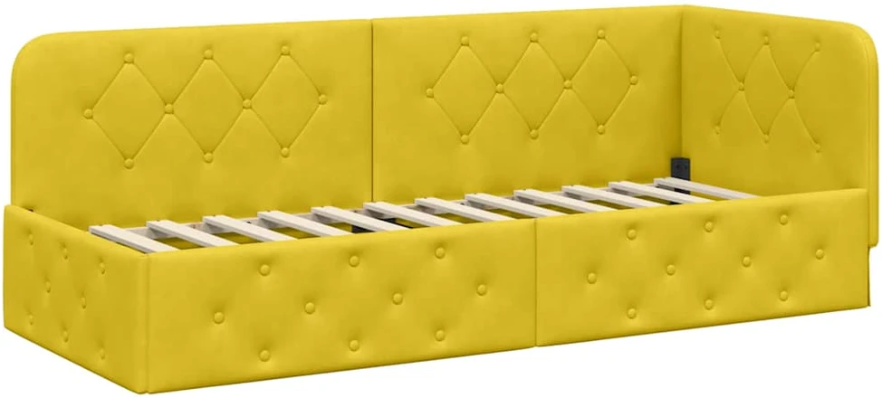 Lova Kampinė lovos konstrukcija Geltona 80 x 200 cm Aksomas