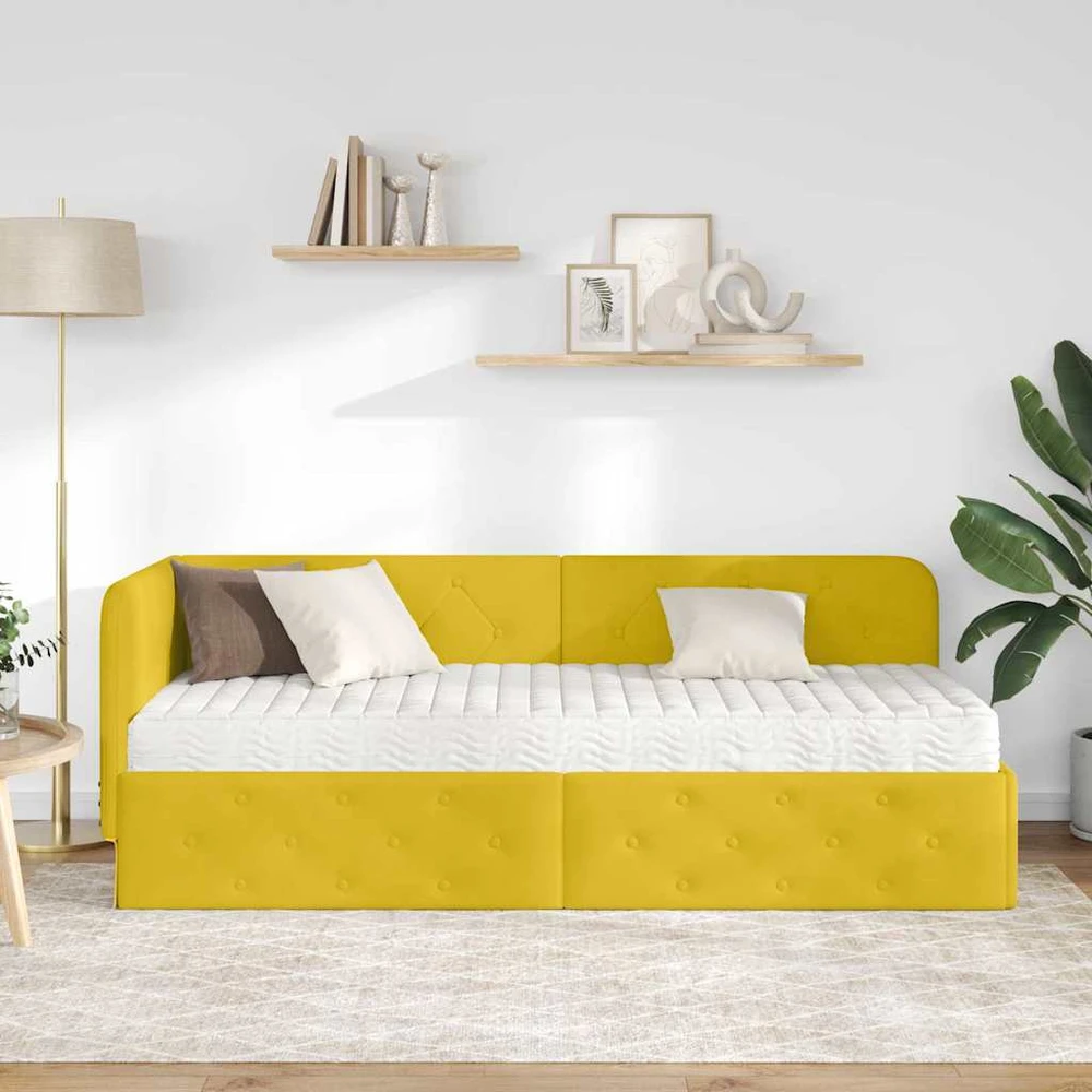 Lova Kampinė lovos konstrukcija Geltona 80 x 200 cm Aksomas