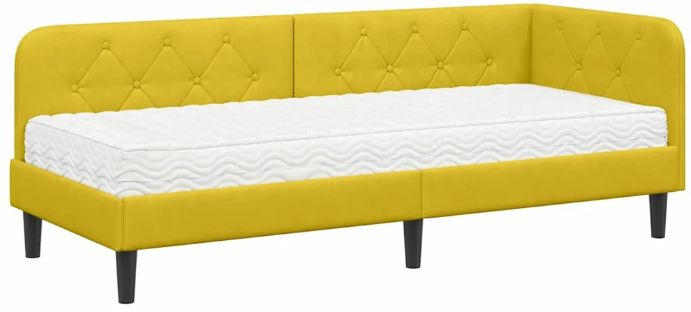 Lova Kampinė lovos konstrukcija Geltona 80 x 200 cm Aksomas