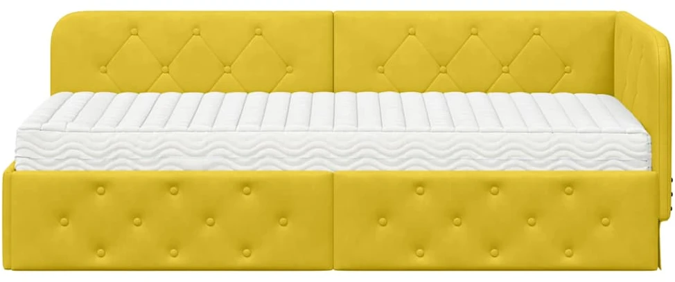 Lova Kampinė lovos konstrukcija Geltona 80 x 200 cm Aksomas