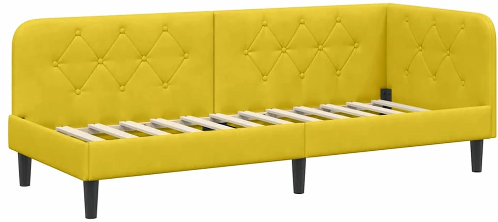 Lova Kampinė lovos konstrukcija Geltona 80 x 200 cm Aksomas