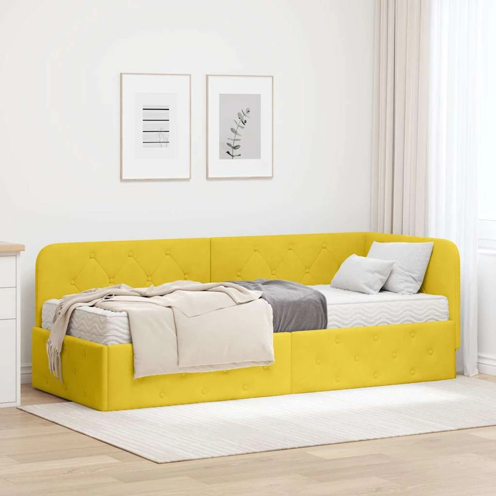 Lova Kampinė lovos konstrukcija Geltona 80 x 200 cm Aksomas