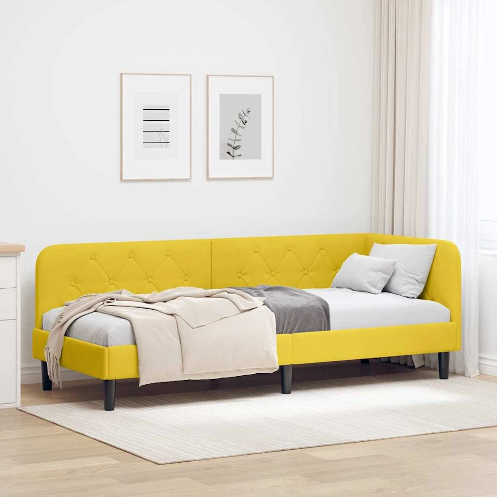 Lova Kampinė lovos konstrukcija Geltona 80 x 200 cm Aksomas