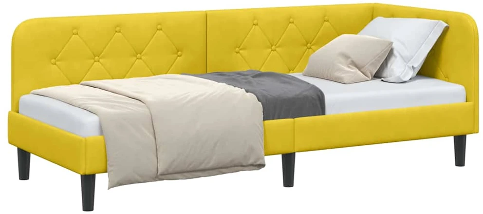 Lova Kampinė lovos konstrukcija Geltona 80 x 200 cm Aksomas