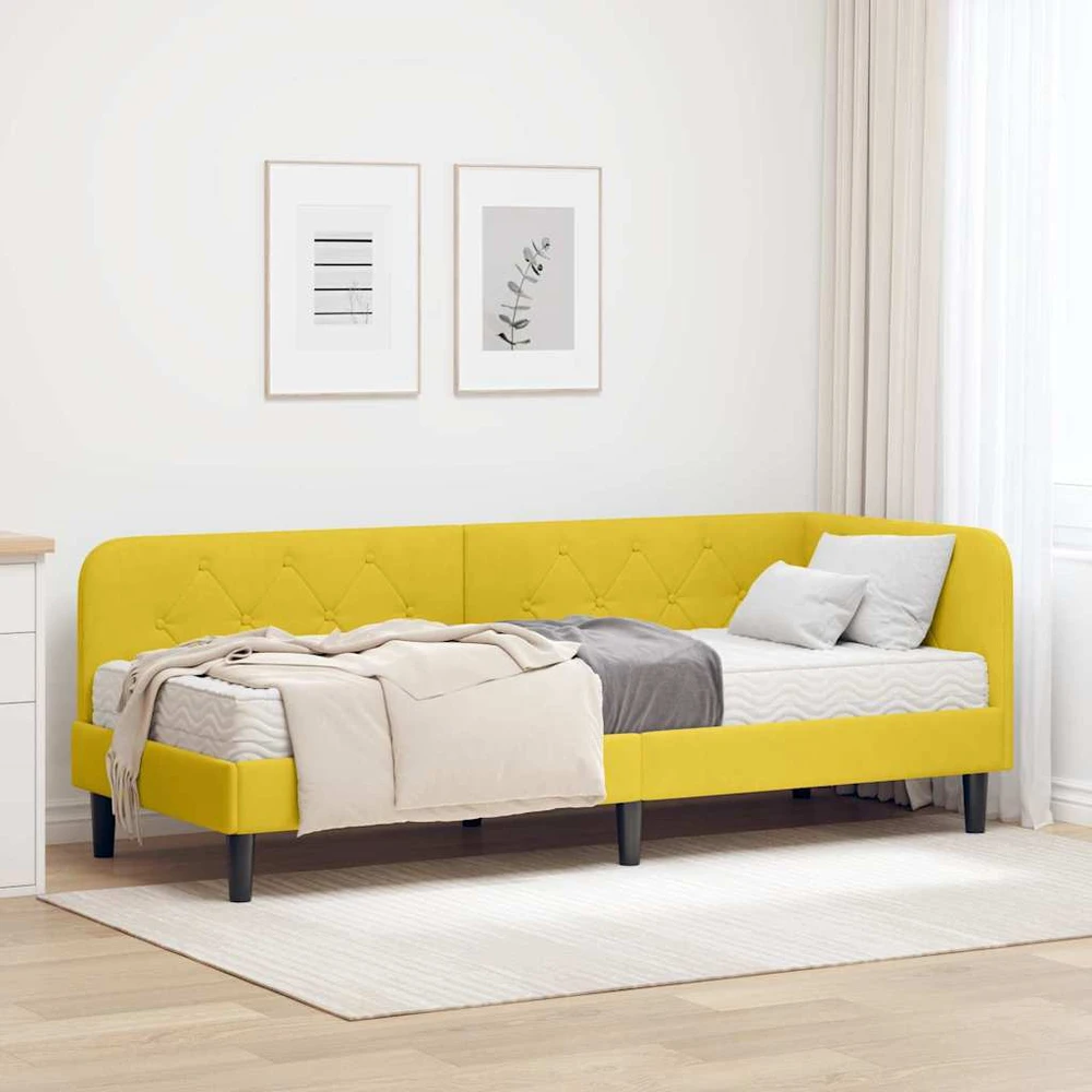 Lova Kampinė lovos konstrukcija Geltona 80 x 200 cm Aksomas