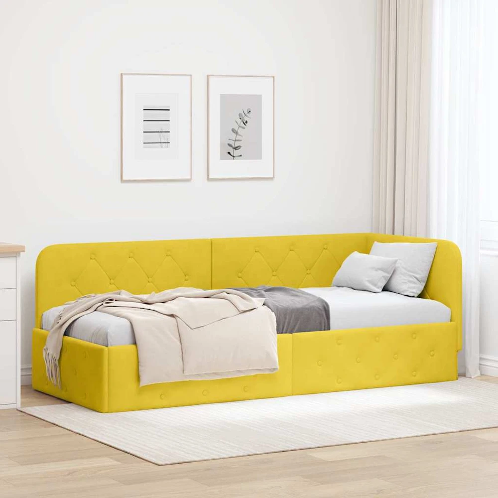 Lova Kampinė lovos konstrukcija Geltona 80 x 200 cm Aksomas