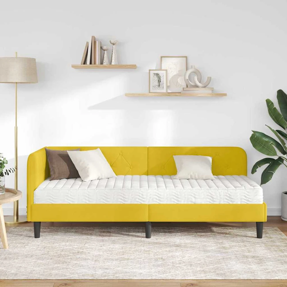 Lova Kampinė lovos konstrukcija Geltona 80 x 200 cm Aksomas