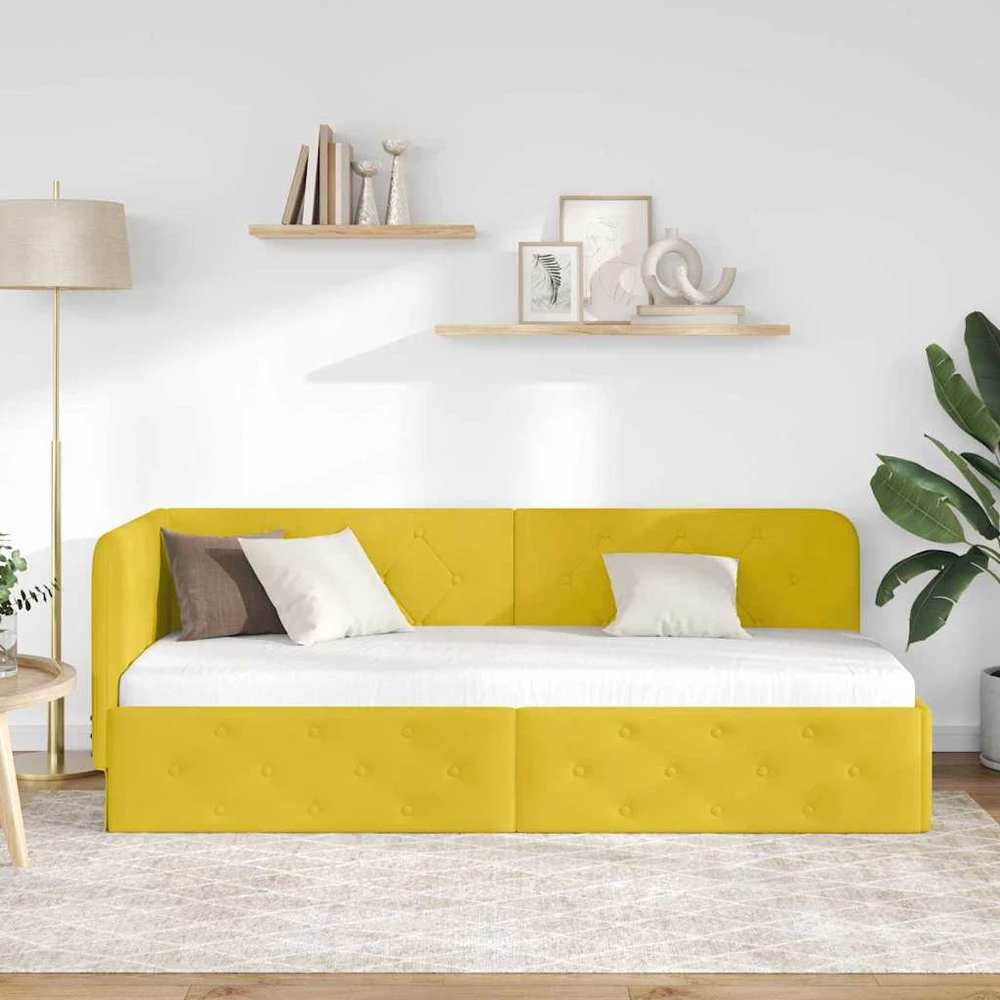 Lova Kampinė lovos konstrukcija Geltona 80 x 200 cm Aksomas