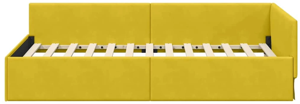 Lova Kampinė lovos konstrukcija Geltona 90 cm x 190 cm Aksomas