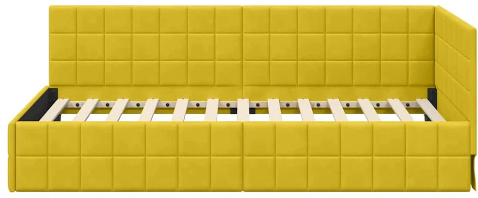Lova Kampinė lovos konstrukcija Geltona 90 cm x 200 cm Aksomas