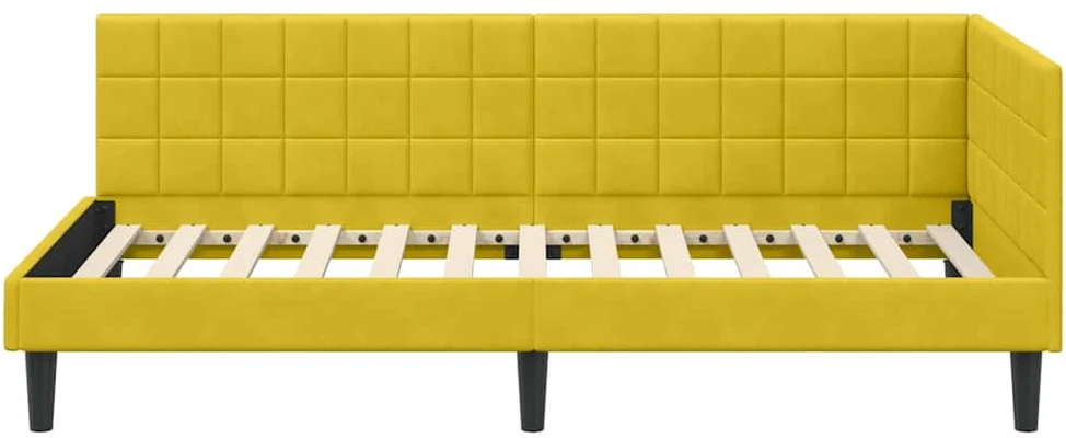 Lova Kampinė lovos konstrukcija Geltona 90 cm x 200 cm Aksomas