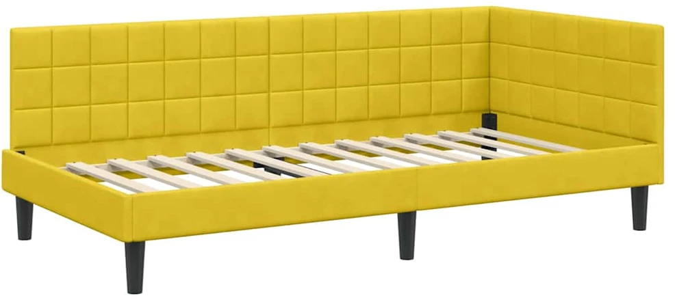 Lova Kampinė lovos konstrukcija Geltona 90 cm x 200 cm Aksomas