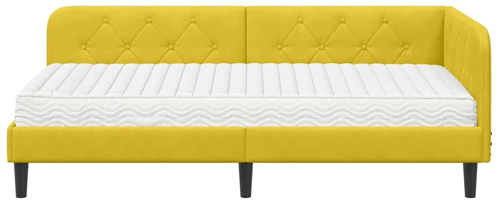 Lova Kampinė lovos konstrukcija Geltona 90 x 200 cm Aksomas