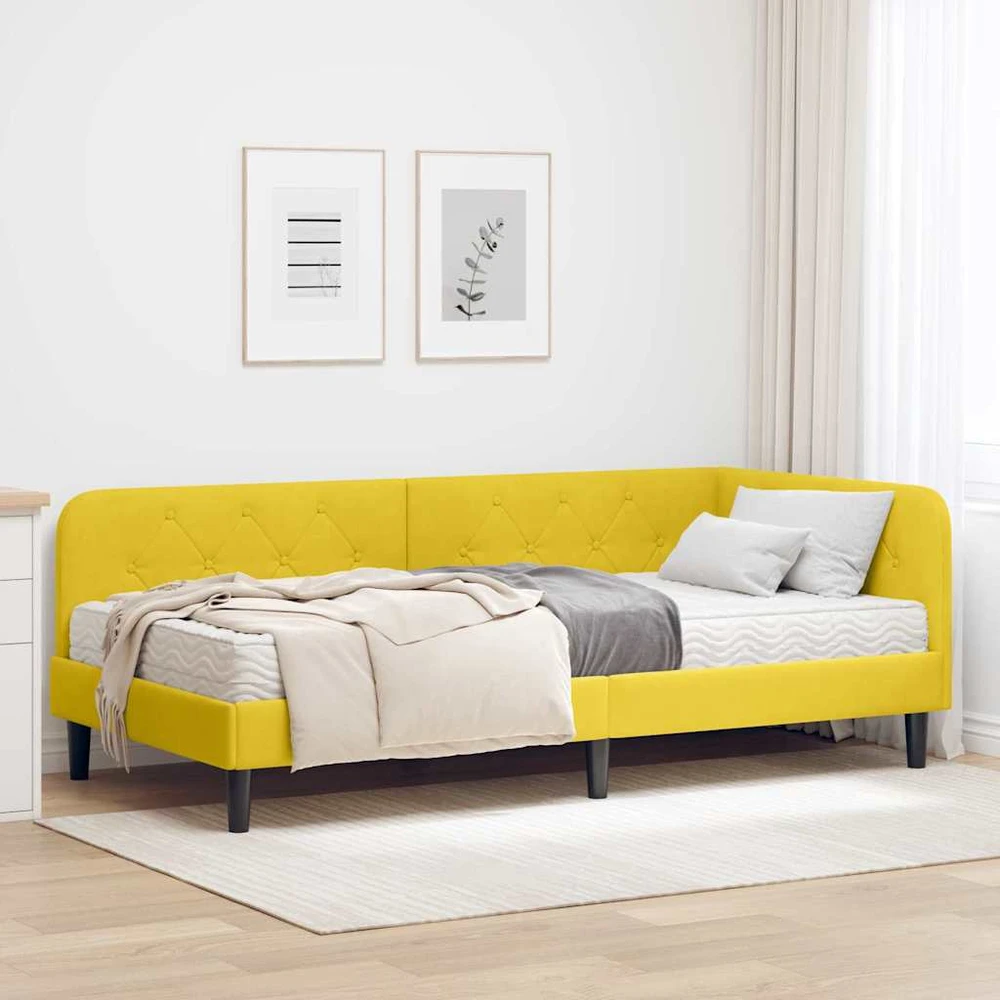 Lova Kampinė lovos konstrukcija Geltona 90 x 200 cm Aksomas