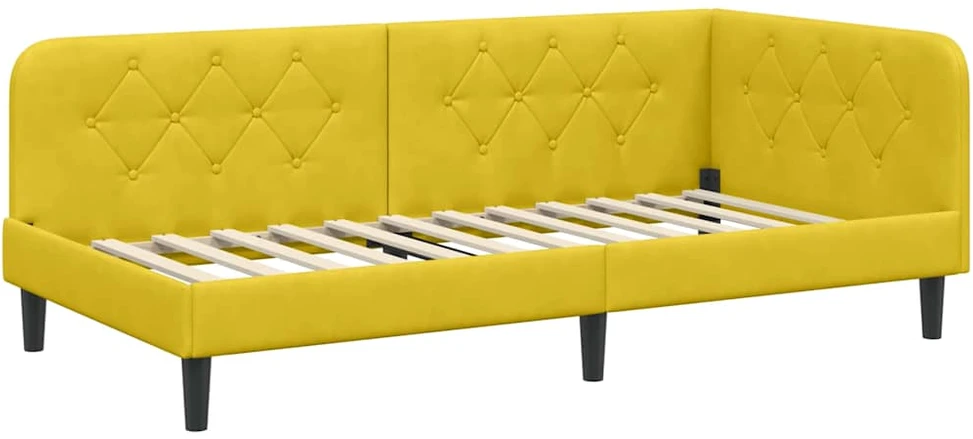 Lova Kampinė lovos konstrukcija Geltona 90 x 200 cm Aksomas